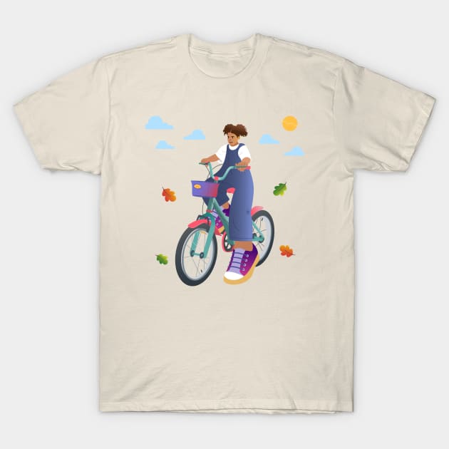 Girl Riding Bike T-Shirt by RoeArtwork